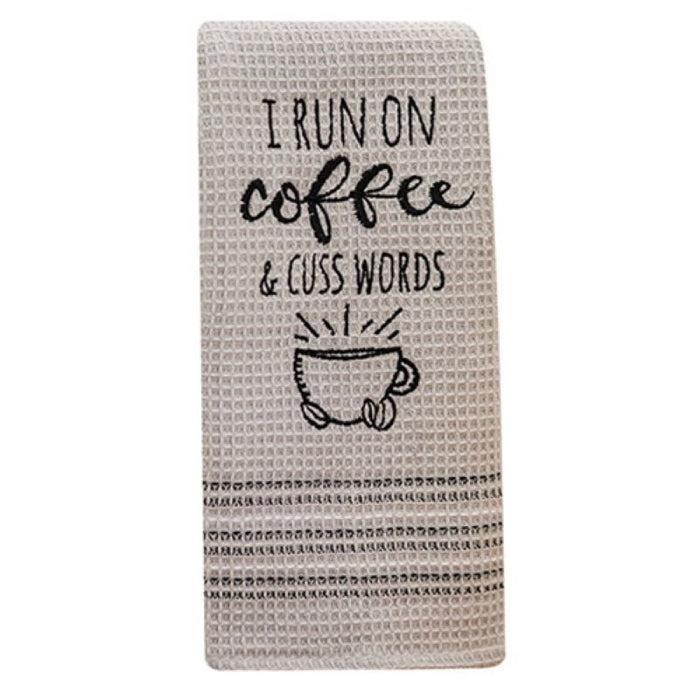 i run on coffee & cuss words dish towel
