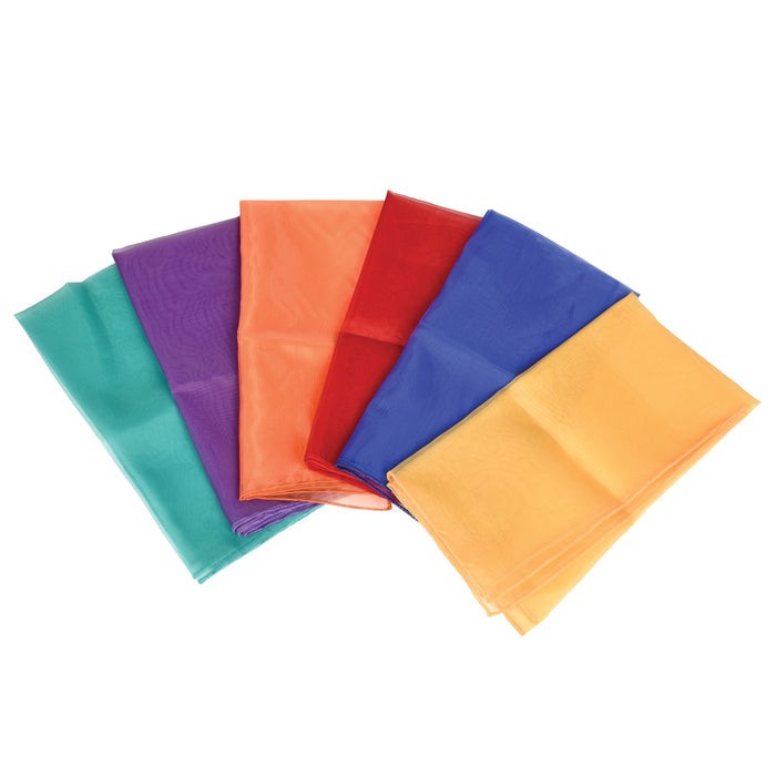 Jumbo Rainbow Play Scarves | Set of 6 Vibrant 27" Nylon Squares