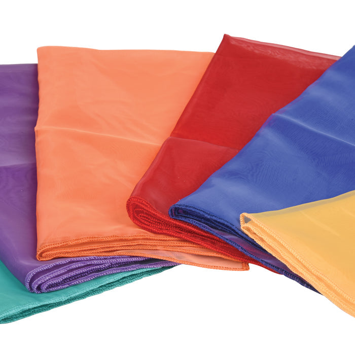 Jumbo Rainbow Play Scarves | Set of 6 Vibrant 27" Nylon Squares