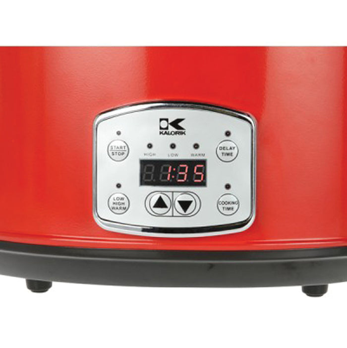 Kalorik Stainless Steel 8 Qt Digital Slow Cooker with Locking Lid - Red