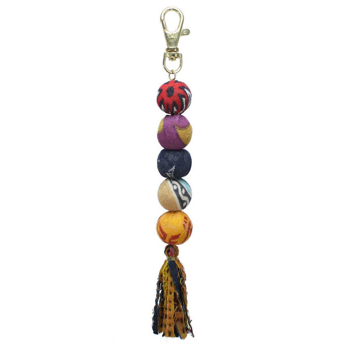 Kantha Bead & Fringe Keychain