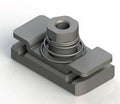 Mechanical component with a cylindrical part and a rectangular base on a white background