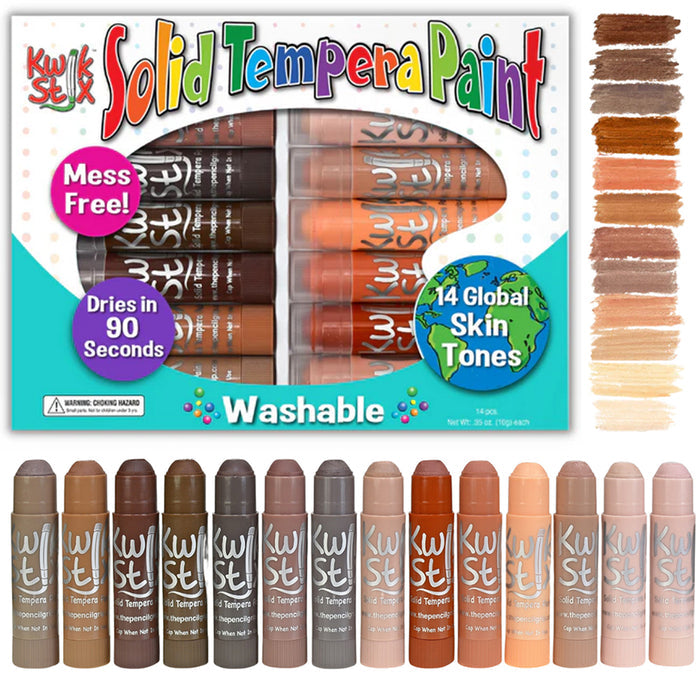 Kwik Stix Global Skin Tones 14-Piece Set | No-Mess Tempera Paint