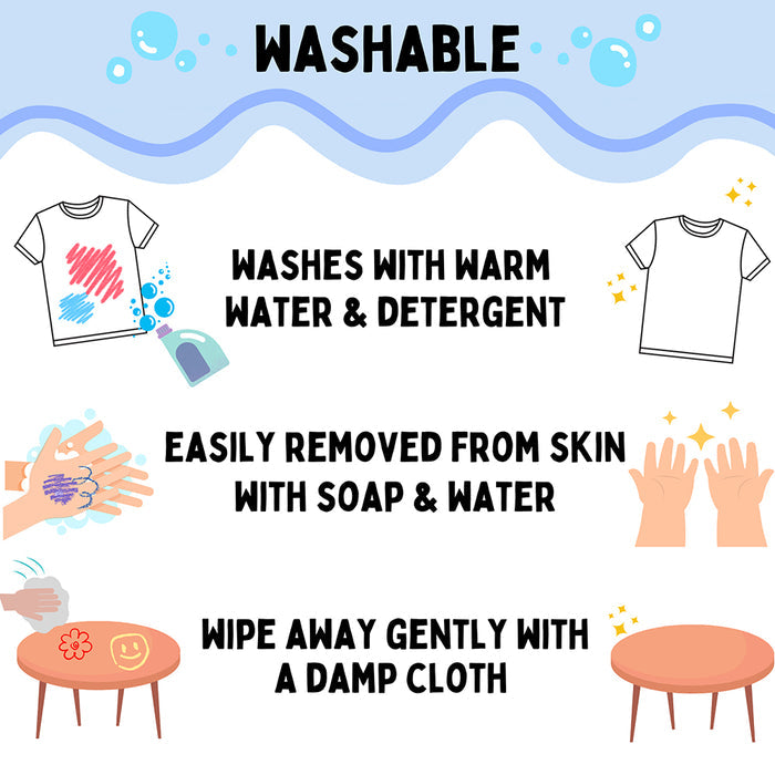 Washable Info Graph for Kwik Stix No-Mess Tempera Paint Sticks