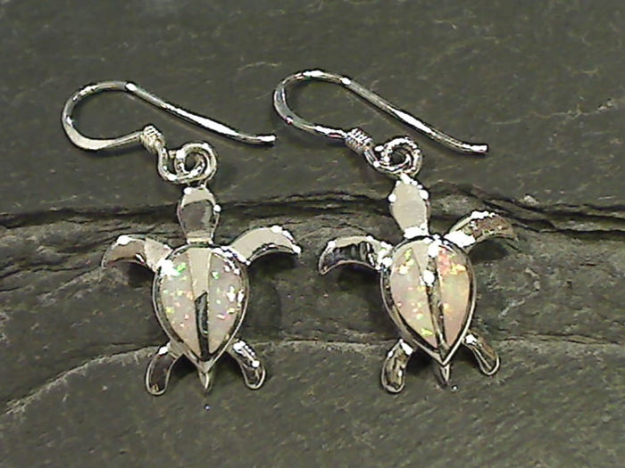 Lab Created Opal, Sterling Silver Earrings