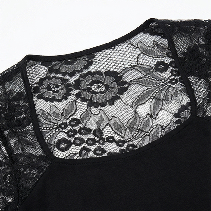 Lacelle – Women's Sheer Floral Lace Sleeve Top