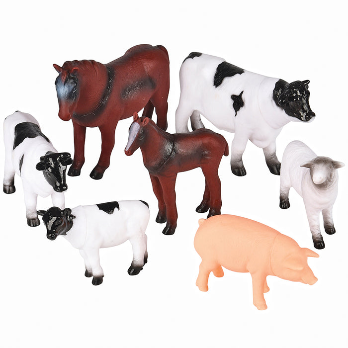 Large Wooden Farm Barn Playset with Oversized Animals (7-Piece Set)
