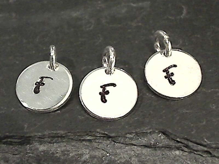 Letter F Charm, Sterling Silver