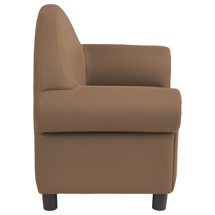 Side View of Little Lux Chocolate Preschool Lounge Chair