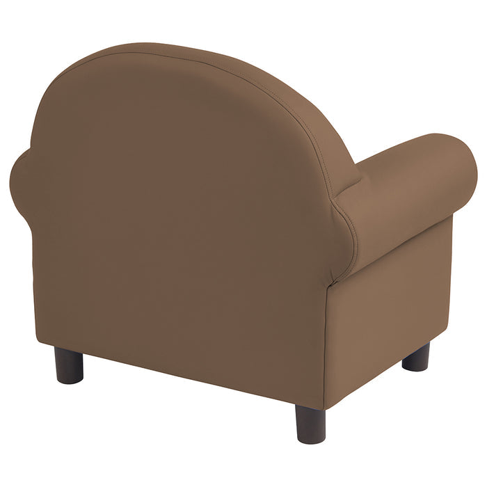 Back View of Little Lux Chocolate Preschool Lounge Chair