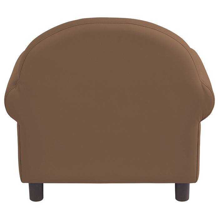 Back View of Little Lux Chocolate Preschool Lounge Chair