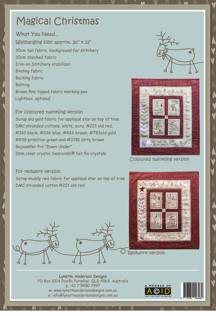 Magical Christmas Wall Quilt by Lynette Anderson Pattern Back