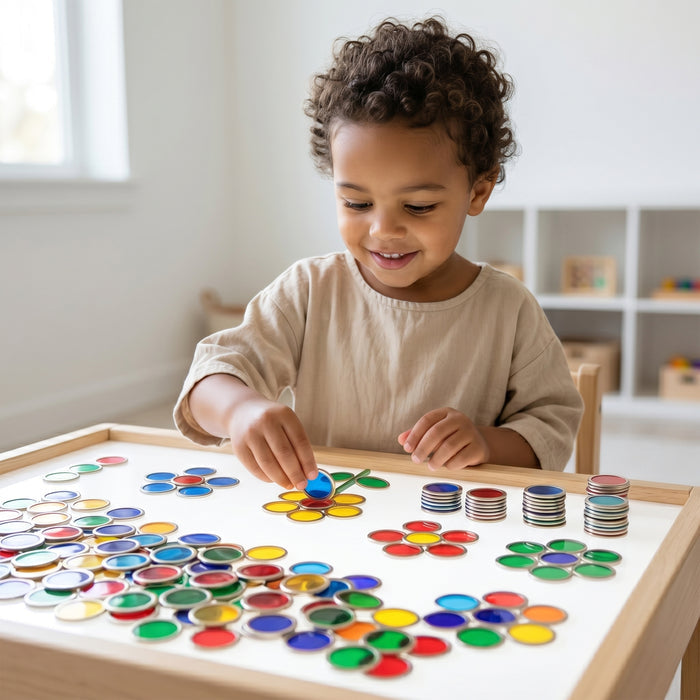 Magnetic Counting Chips & Block Magnet Set | 75-Piece STEM Learning Kit