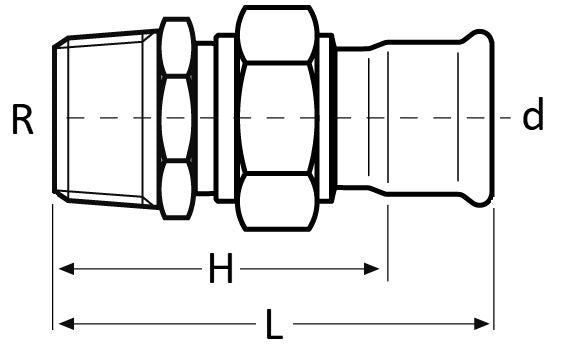 Technical drawing of a mechanical component with labeled dimensions on a white background
