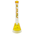 Mav Glass 18 yellow and white beaker bong with ice pinch