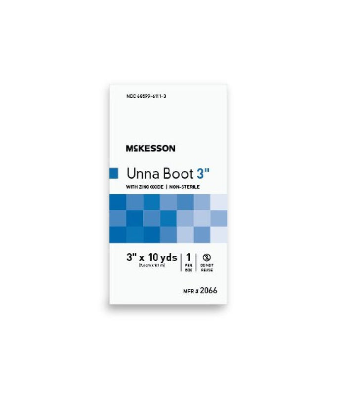 McKesson Cotton Zinc Oxide NonSterile Unna Boot , 3 Inch x 10 Yard 1 per Box, White