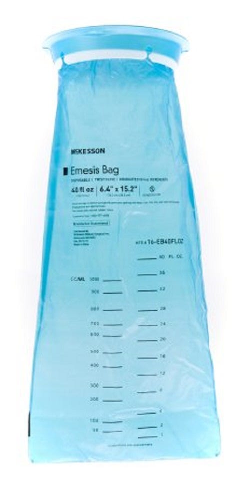 McKesson Emesis Bag 40 oz. Blue, 1000cc, Sleeve of 25