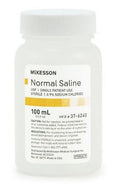 McKesson Irrigation Solution Sodium Chloride 0.9% Solution Bottle, Screw Top 100 mL, Case of 48