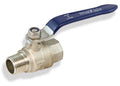 Ball valve with blue handle labeled 'maxair' on a white background