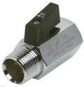 Europress M&F mini ball valve showing compact brass valve with threaded connections for plumbing applications.