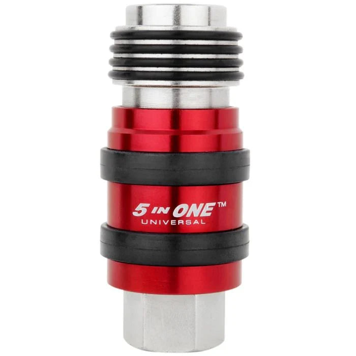 Milton 5‑In‑One universal safety exhaust quick‑connect air coupler 1/4 inch female NPT