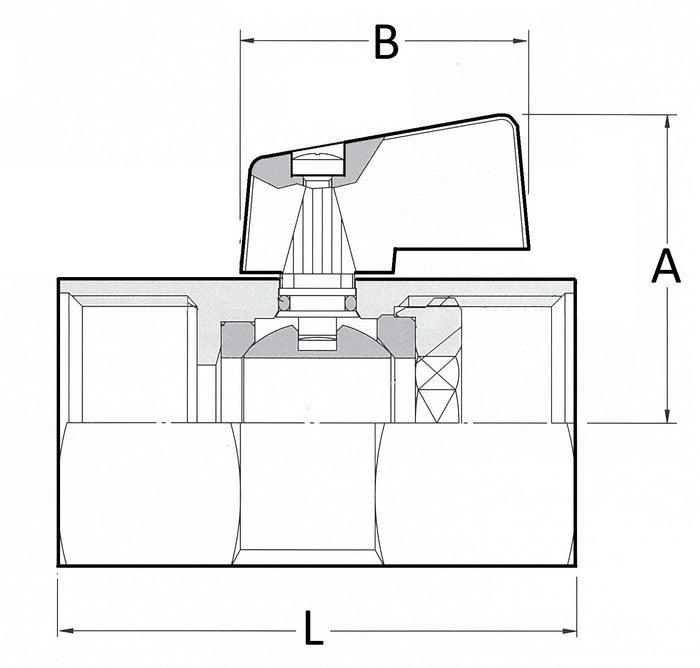 Technical drawing of a faucet with labeled dimensions on a white background
