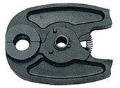 Black plastic tool with multiple components on a white background
