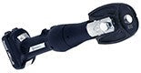 Black metal clamp on a white background