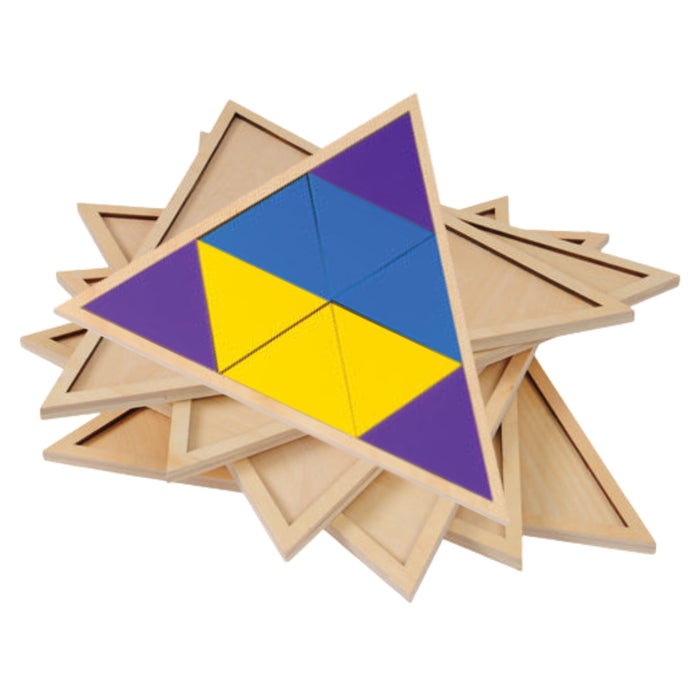 Montessori Tryangle Game | Wooden Triangle Pattern Blocks & Geometry Learning Set for Ages 4+