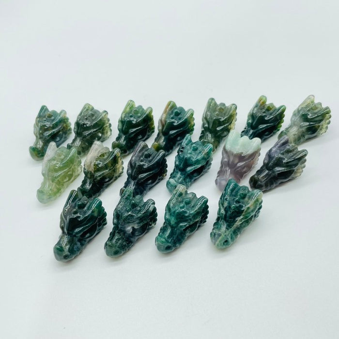 Moss Agate Mini Dragon Head Carving Wholesale -Wholesale Crystals