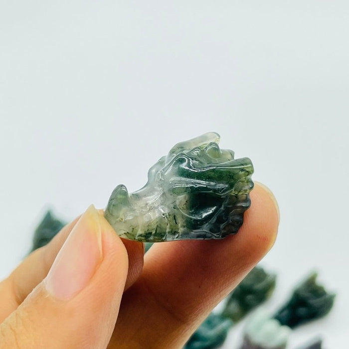 Moss Agate Mini Dragon Head Carving Wholesale -Wholesale Crystals