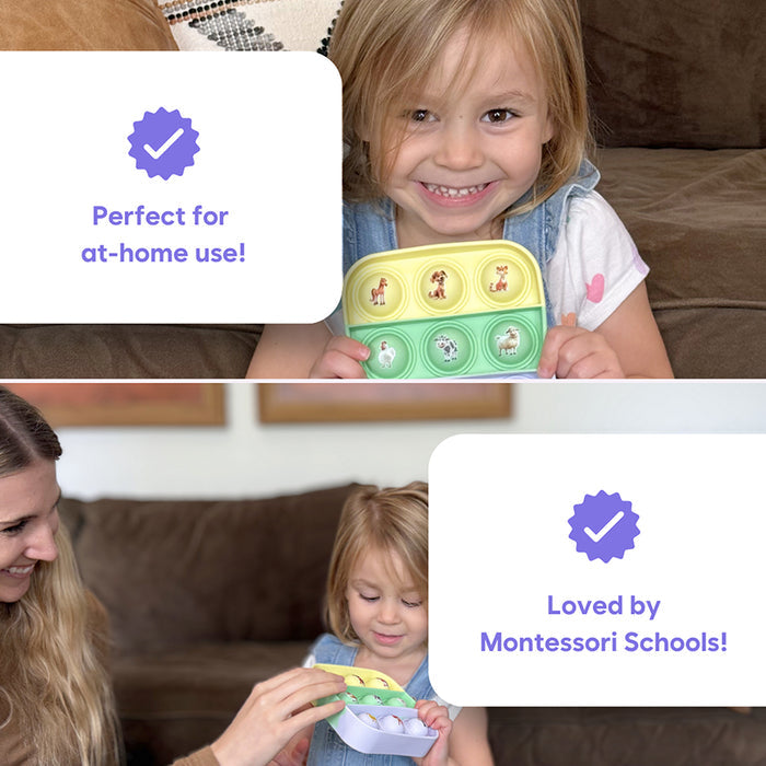 First Words Fidget Fun 54-Piece Set | Ms. Brandi’s Popplers Matching Game with Silicone Mats & Picture Cards