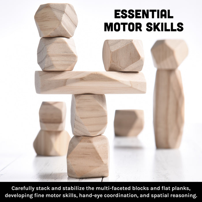 info graph of wooden blocks for essential motor skills