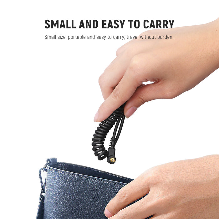 The coiled cable is convenient to store and transport.