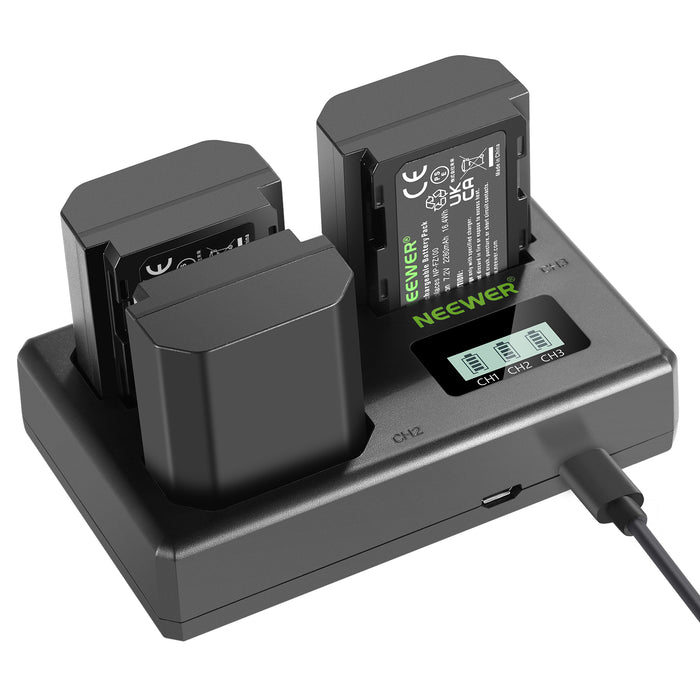 NEEWER 3 Pack NP-FZ100 Sony Replacement Battery and Charger Set
