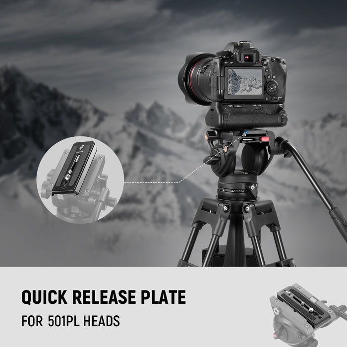 The quick-release plate can work as a replacement for 501PL rapid connect sliding plates
