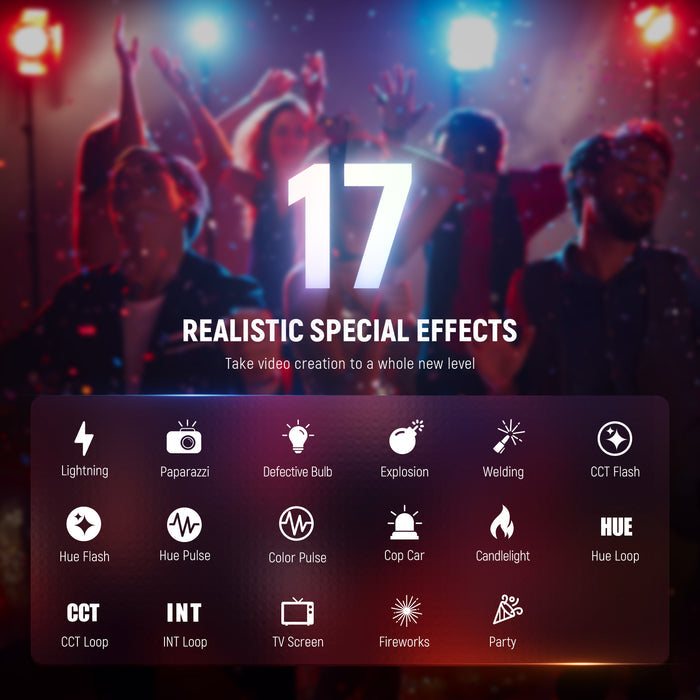 NEEWER CB100C RGB Video Light offers 17 realistic special effects.