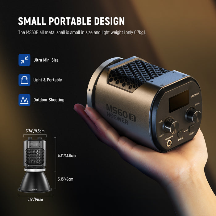NEEWER MS60B Bi-color LED Video Light features the small portable design.