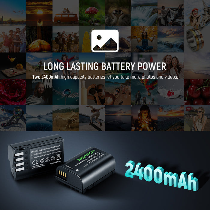 NEEWER Replacement Battery and Charger Set for DMW-BLK22