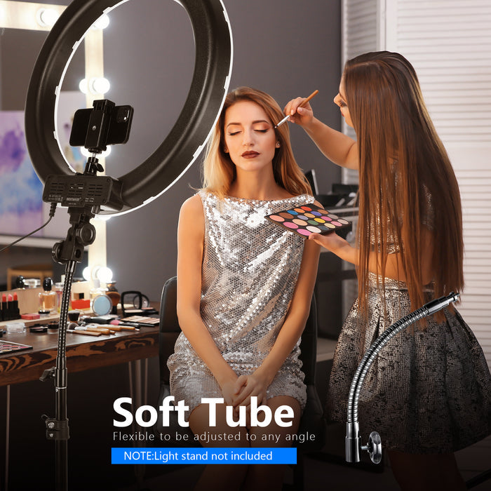 The soft tube of the NEEWER RL-18 18-Inch 55W Ring Light is flexible to be adjusted to any angle.