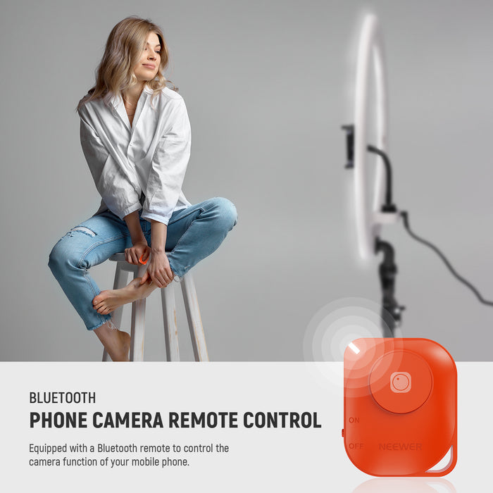 Use the remote to control the NEEWER RP18B Pro Ring Light