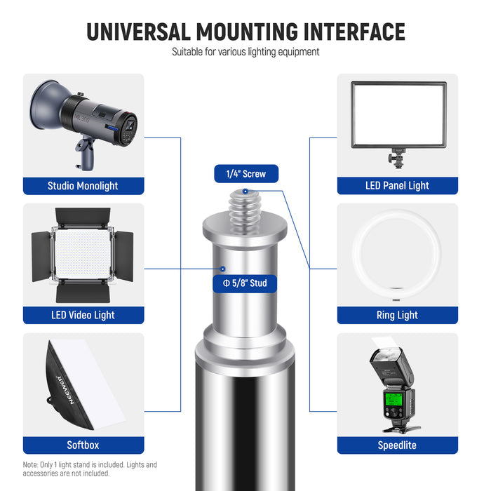 NEEWER ST-190SS Upgraded Photography Lamp Stand is suitable for various lighting equipment.