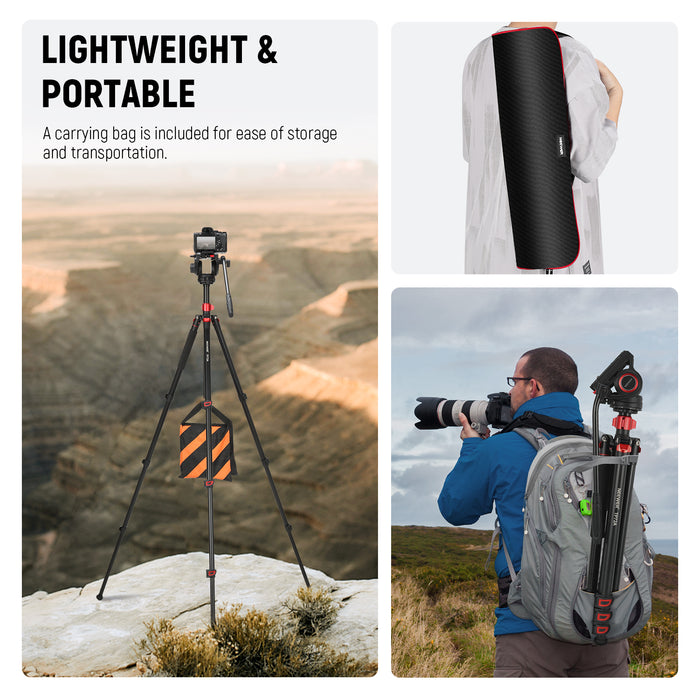 NEEWER TP72A Fluid Head Video Tripod Monopod is lightweight and portable.