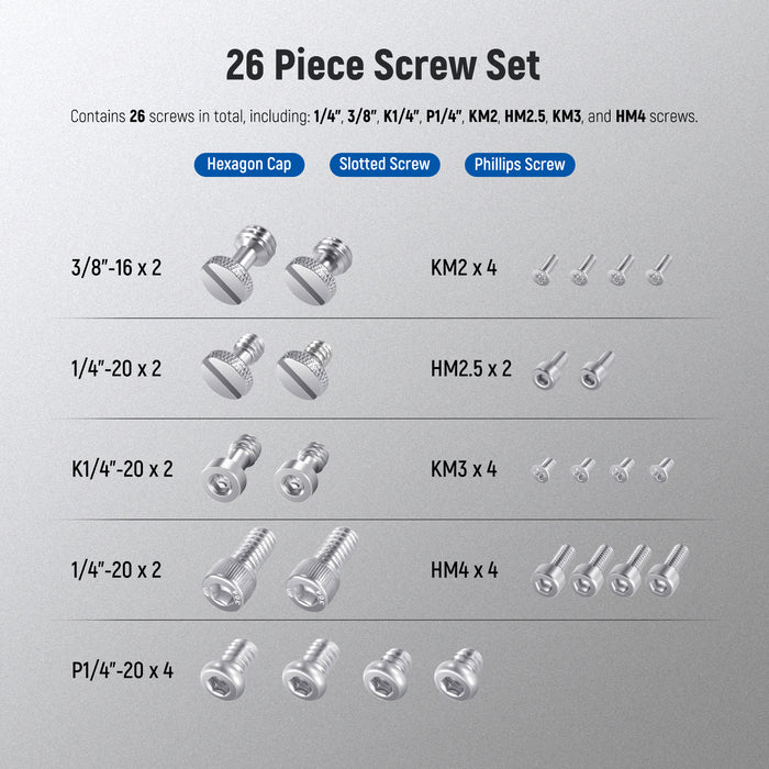 NEEWER UA002 26PCS Camera Screw Set