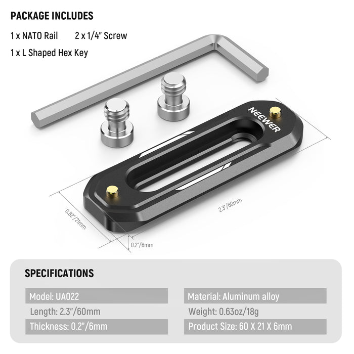 NEEWER UA007/UA022 Quick Release Mini NATO Rail