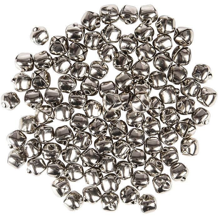 Nickel plated jingle bells on white background