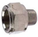 Metal pipe fitting with hexagonal head on a white background