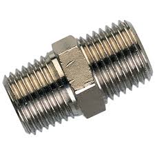 Metal pipe fitting on a white background
