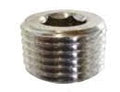 Metal pipe fitting with threaded end on a white background