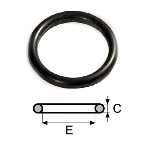 Black metal ring with measurements on a white background